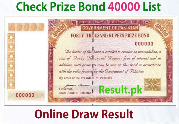 40000 Prize Bond List Karachi Draw 13 10 June 2020